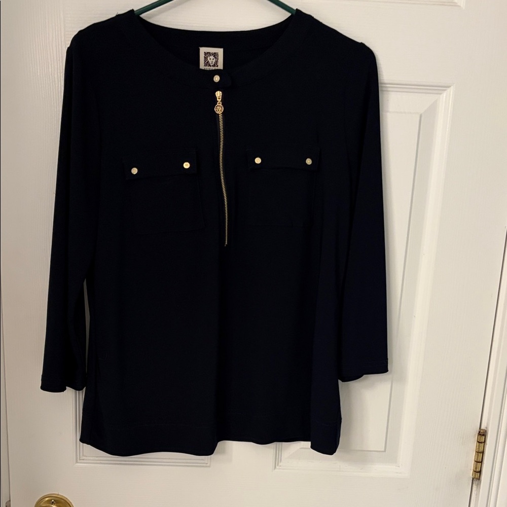 Anne Klein Elegant Black Top with Gold Details
